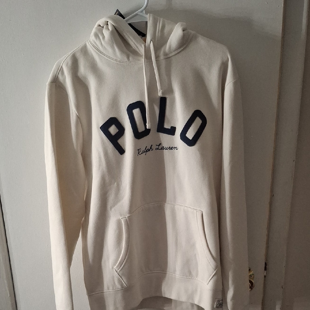 Polo by Ralph Lauren Off-White Hoodie with Navy Logo